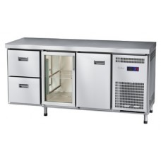 Стол холодильный Abat СХС-70-02 (1 дверь, 1 дверь-стекло, 2 ящика, без борта)