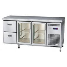 Стол холодильный Abat СХС-60-02 (2 двери-стекло, 2 ящика, без борта)