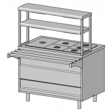 Прилавок-мармит 2-х блюд с тепловыми полками ЦМИ Волга ПМ2пт2 (1120х700(1030)х1480 мм)