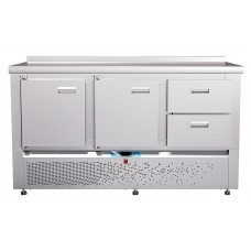 Стол холодильный Abat СХС-70Н-02 (2 двери, 2 ящика 1/2, борт)