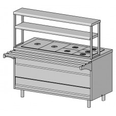 Прилавок-мармит 2-х блюд с тепловыми полками ЦМИ Волга ПМ2пт2 (1500х700(1030)х1480 мм)