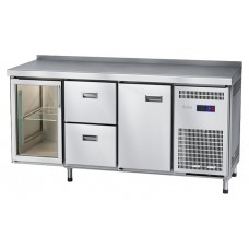 Стол морозильный Abat СХН-60-02 (1 дверь, 2 ящика, 1 дверь-стекло, борт)