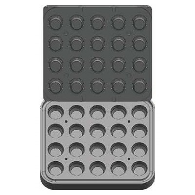 Форма для тарталетницы Kocateq DHTartmatic Plate 58 (круглые, верхний Ø 53 мм, нижний Ø 39 мм, 20 шт.)
