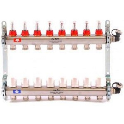 Коллекторная группа 1х3/4, 8 выходов, с расходомерами и термостатическими вентилями, нерж. сталь Uni-Fitt 450I4308