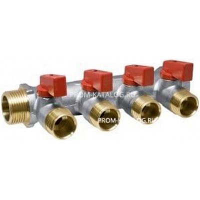 Коллектор с отсекающими кранами AQUALINK 4 выхода х3/4" х1/2" наружняя резьба ИС.071073