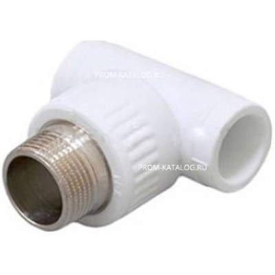 Тройник с переходом на наружную резьбу Fusitek - 25 x 1/2" (для полипропиленовых труб, белый)