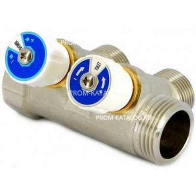 Коллектор НВ 1 2х3/4EK Н 40мм никелированный с вентилями Uni-Fitt 406N4320
