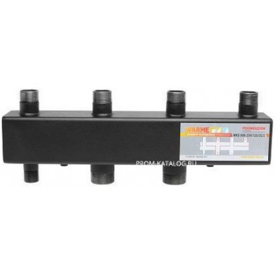 Коллектор котельной разводки WARME WKS80 - 1"1/4 НР на 2 контура 1" НР (до 80 кВт, черная сталь)
