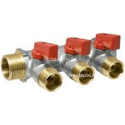 Коллектор с отсекающими кранами AQUALINK 3 выхода х3/4" х1/2" наружняя резьба ИС.071072