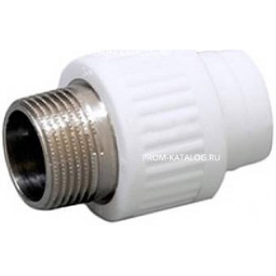 Переход на наружную резьбу Fusitek - 20 x 3/4" (для полипропиленовых труб, цвет белый)