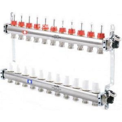 Коллекторная группа 1х3/4, 11 выходов, с расходомерами и термостатическими вентилями, нерж. сталь Uni-Fitt 450I4311