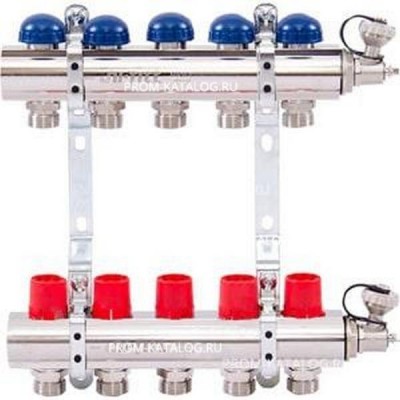Коллекторная группа 1х3/4, 5 выходов, с регулировочными и термостатическими вентилями Uni-Fitt 441E4305