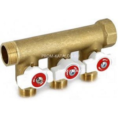 Коллектор НВ 3/4 3х1/2 Н 40мм с кранами Uni-Fitt 420G3230