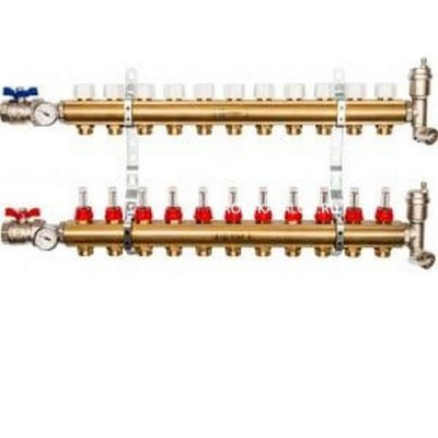 Распределительный коллектор из латуни с расходомерами 11 вых. STOUT SMB 0473 000011
