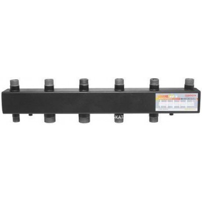 Коллектор котельной разводки WARME WKS80 - 1"1/4 НР на 3+1 контур 1" НР (до 80 кВт, черная сталь)