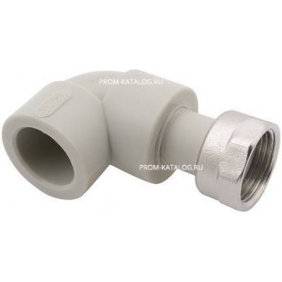 Переход на накидную гайку угловой с отверстием для пломбы FV-Plast - 25 x 3/4" (PP-R, цвет серый)