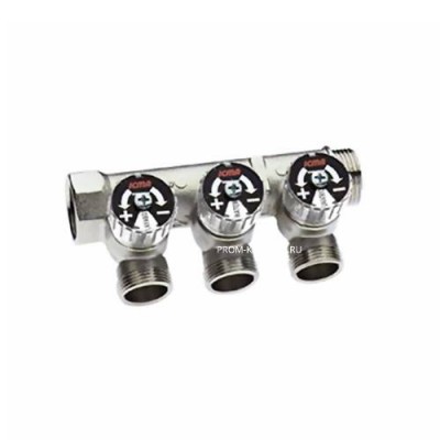 Коллектор регулирующий проходной ICMA 227 - 3/4" (НР/ВР) на 3 контура 1/2"