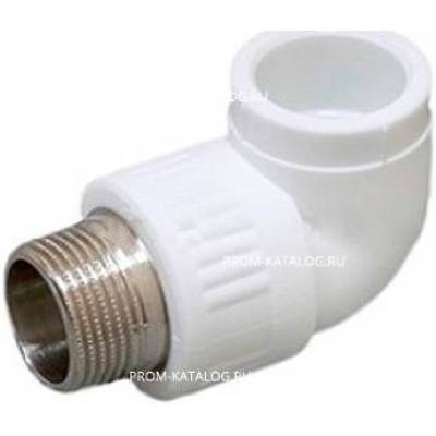 Переход на наружную резьбу угловой Fusitek - 25 x 1/2" (для полипропиленовых труб, цвет белый)