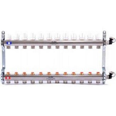 Коллекторная группа 1х3/4, 12 выходов, с регулировочными и термостатическими вентилями, нерж. сталь Uni-Fitt 451I4312