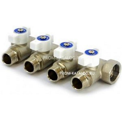 Коллектор НВ 3/4 4х1/2 Н 40мм с кранами, никелированный Uni-Fitt 420N3240