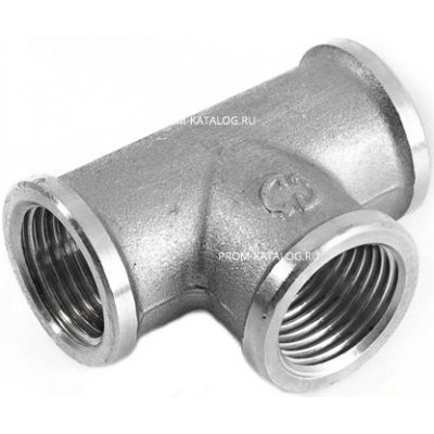 Тройник латунный резьбовой переходной STOUT (ВР) - 1" x 1/2" x 1" (никелированный)