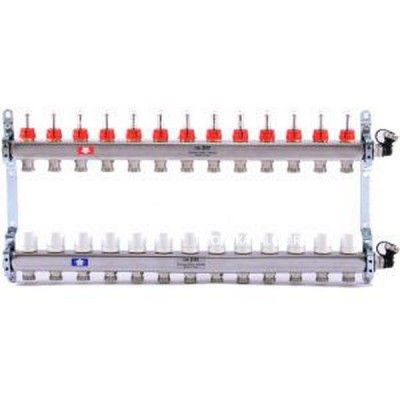 Коллекторная группа 1х3/4, 13 выходов, с расходомерами и термостатическими вентилями, нерж. сталь Uni-Fitt 450I4313