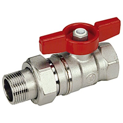 Кран шаровой Giacomini R259D - 1 x 11/4 (ВР/НР,PN35,ручка-бабочка красная,с отводом,хромированный)