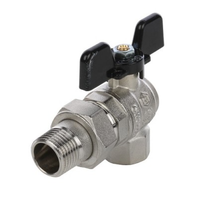 Кран шаровой полнопроходной угловой STOUT - 1/2 (ВР/НР-американка PN50, Tmax 150°C, ручка-бабочка)