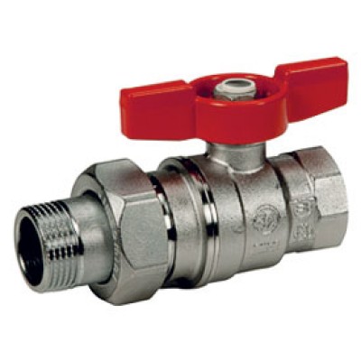 Кран шаровой полнопроходной Giacomini R859 - 3/4 (ВР/НГ, PN35, Tmax 185°C, ручка-бабочка красная)