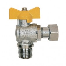 Кран шаровой угловой ITAP 062 - 1/2 (НР/НГ, PN5, ручка-бабочка желтая, для газа)