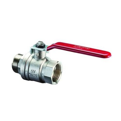 Кран шаровой полнопроходной Oventrop Optibal - 1/2 (НР/ВР, PN16, Tmax 100°C, ручка-рычаг красная)