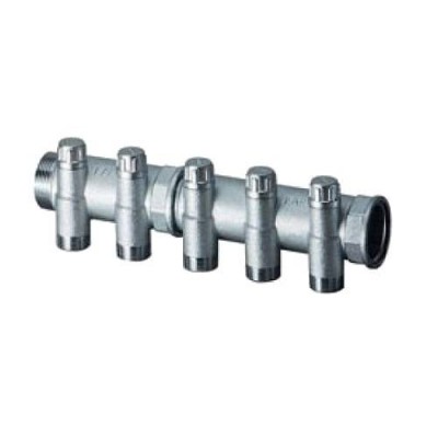 Коллектор запорный проходной FAR 3921ru - 1 (НР/ВР) на 3 контура 1/2EK (под евроконус)