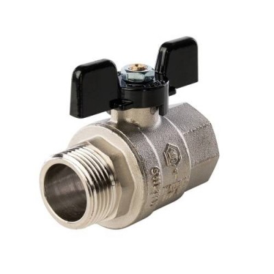 Кран шаровой полнопроходной STOUT - 1 (НР/ВР, PN40, Tmax 150°C, ручка-бабочка черная)