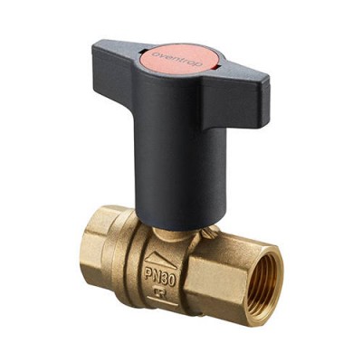 Кран шаровой полнопроходный Oventrop EZB - 3/4 (ВР/ВР, PN30, Tmax 120°C, ручка-маховик черная)