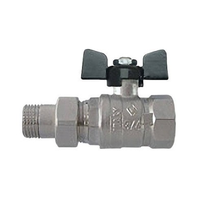 Кран шаровой Bugatti Arizona 626 - 3/4 (ВР/НР-американка, PN25, Tmax 120°C, ручка-бабочка черная)