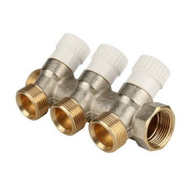 Коллектор регулирующий проходной STOUT SMB 6851 - 3/4 (НР/ВР) на 3 контура 1/2EK (евроконус)