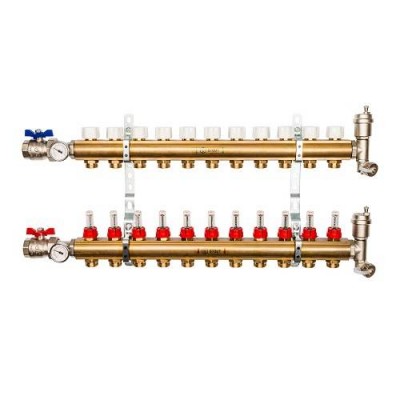 Коллекторная группа для теплого пола STOUT SMB0473 - 1 на 12 контуров 3/4EK (латунь)