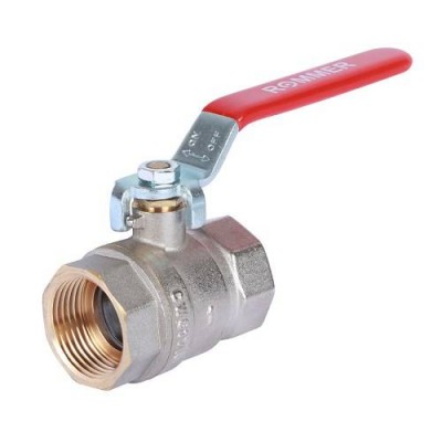 Кран шаровой полнопроходной ROMMER RBV-0001 - 1 (ВР/ВР, PN40, Tmax 130°C, ручка-рычаг красная)