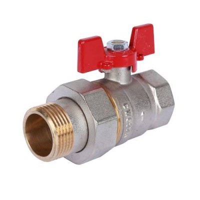 Кран шаровой полнопроходной ROMMER RBV-0005 - 1 (ВР/НР-американка, PN40, t130°C, ручка-бабочка)