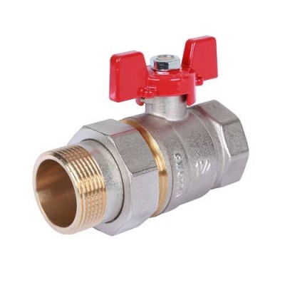 Кран шаровой полнопроходной ROMMER RBV-0005 - 11/4 (ВР/НР-американка, PN40, t130°C, ручка-бабочка)