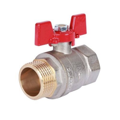 Кран шаровой полнопроходной ROMMER RBV-0004 - 1 (ВР/НР, PN40, Tmax 130°C, ручка-бабочка красная)