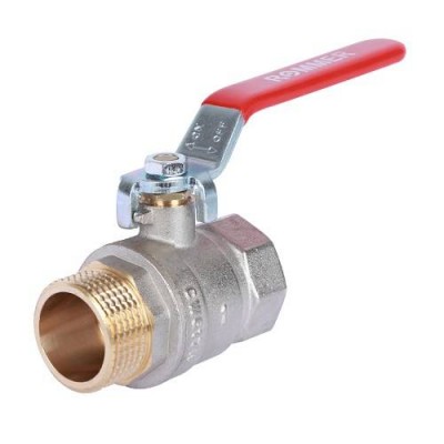 Кран шаровой полнопроходной ROMMER RBV-0002 - 1 (ВР/НР, PN40, Tmax 130°C, ручка-рычаг красная)
