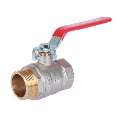 Кран шаровой полнопроходной ROMMER RBV-0002 - 11/2 (ВР/НР, PN32, Tmax 130°C, ручка-рычаг красная)