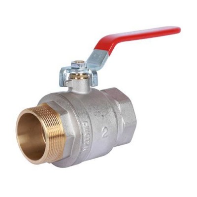 Кран шаровой полнопроходной ROMMER RBV-0002 - 2 (ВР/НР, PN32, Tmax 130°C, ручка-рычаг красная)