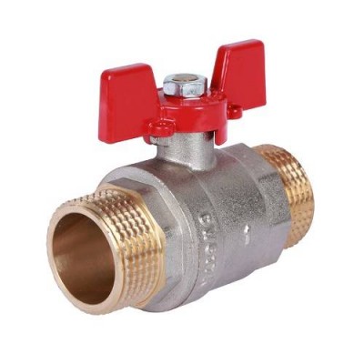 Кран шаровой полнопроходной ROMMER RBV-0007 - 1 (НР/НР, PN40, Tmax 130°C, ручка-бабочка красная)