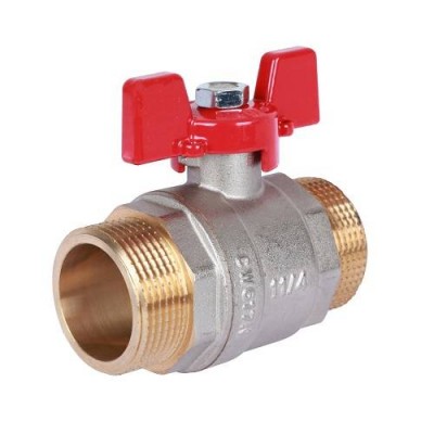 Кран шаровой полнопроходной ROMMER RBV-0007 - 11/4 (НР/НР, PN40, Tmax 130°C, ручка-бабочка красная)