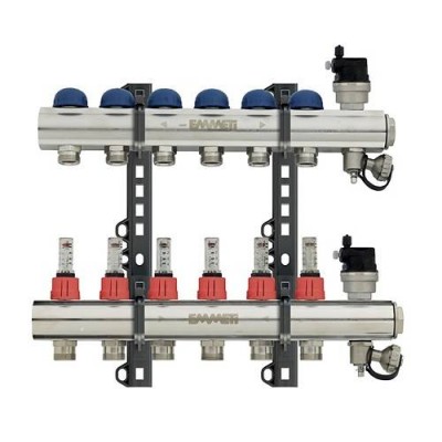 Коллекторная группа для теплого пола EMMETI TOPWAY - 1 на 4 контура M24x19 с пласт.держателями