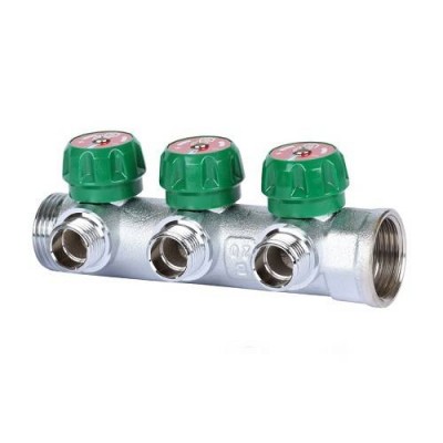 Коллектор регулирующий проходной STOUT SMB 6850 - 1 (НР/ВР) на 3 контура 3/4EK (евроконус)