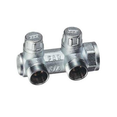 Коллектор запорный концевой FAR MULTIFAR 3876 - 3/4(ВР) на 2 контура М24x19