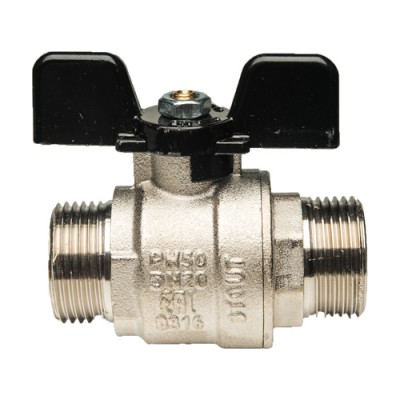 Кран шаровой полнопроходной STOUT - 1 (НР/НР, PN40, Tmax 150°C, ручка-бабочка черная)